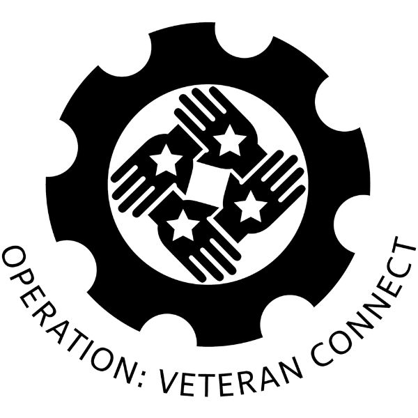 Foster Grandparent icon - hand holding a smaller hand within a gear